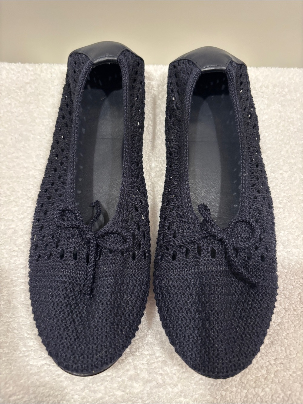 Ralph Lauren Navy Knit Ballet Flats with Bow